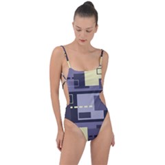 Pattern Design Abstract Lilac Tie Strap One Piece Swimsuit by Perong