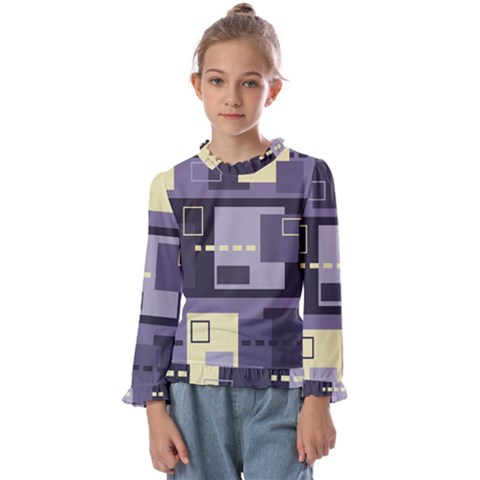 Pattern Design Abstract Lilac Kids  Frill Detail T-shirt by Perong