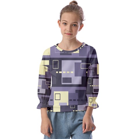 Pattern Design Abstract Lilac Kids  Cuff Sleeve Top by Perong