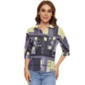 Pattern Design Abstract Lilac Women s Quarter Sleeve Pocket Shirt View1