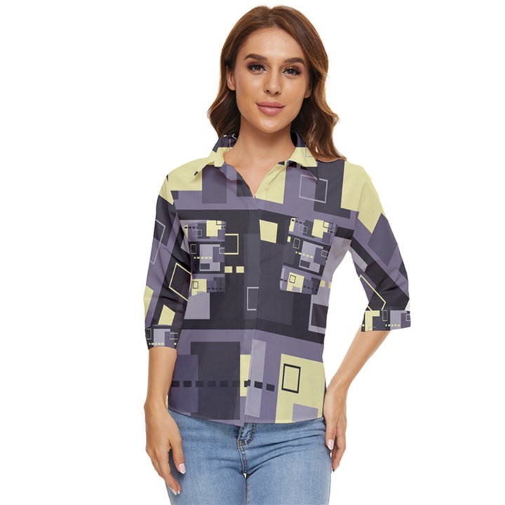 Pattern Design Abstract Lilac Women s Quarter Sleeve Pocket Shirt