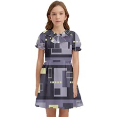 Pattern Design Abstract Lilac Kids  Bow Tie Puff Sleeve Dress by Perong