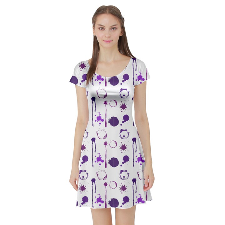 Liquid Splash Pattern Stroke Drip Short Sleeve Skater Dress