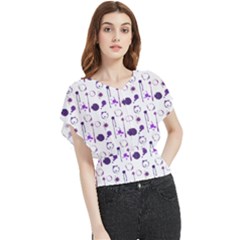 Liquid Splash Pattern Stroke Drip Butterfly Chiffon Blouse