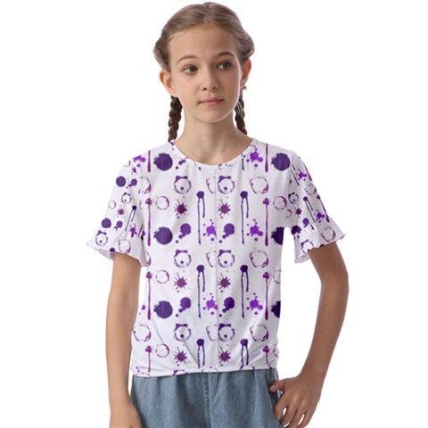 Liquid Splash Pattern Stroke Drip Kids  Cuff Sleeve Scrunch Bottom T-shirt by Perong