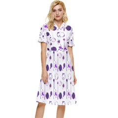 Liquid Splash Pattern Stroke Drip Button Top Knee Length Dress by Perong