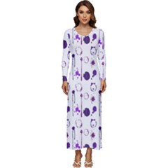 Liquid Splash Pattern Stroke Drip Long Sleeve Longline Maxi Dress by Perong