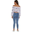 Liquid Splash Pattern Stroke Drip Long Sleeve Crinkled Weave Crop Top View4