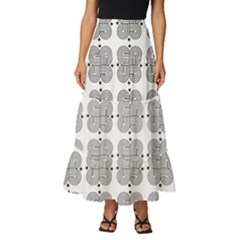 Abstract Pattern Texture Background Art Tiered Ruffle Maxi Skirt