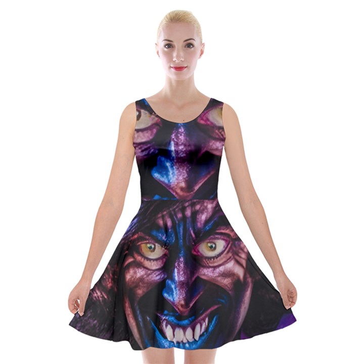 Shadow Madness (AI) Velvet Skater Dress