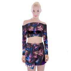 Shadow Madness (ai) Off Shoulder Top With Mini Skirt Set by dflcprintsclothing