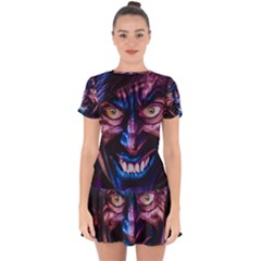 Shadow Madness (ai) Drop Hem Mini Chiffon Dress by dflcprintsclothing