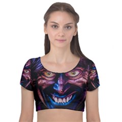 Shadow Madness (ai) Velvet Short Sleeve Crop Top  by dflcprintsclothing