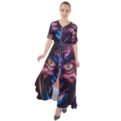 Shadow Madness (ai) Waist Tie Boho Maxi Dress by dflcprintsclothing