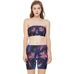 Shadow Madness (ai) Stretch Shorts And Tube Top Set