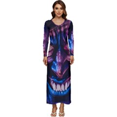 Shadow Madness (ai) Long Sleeve Longline Maxi Dress by dflcprintsclothing