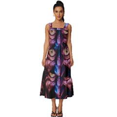 Shadow Madness (ai) Square Neckline Tiered Midi Dress by dflcprintsclothing