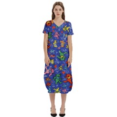 Grateful Dead Bears T-shirt Midi Dress With Pockets