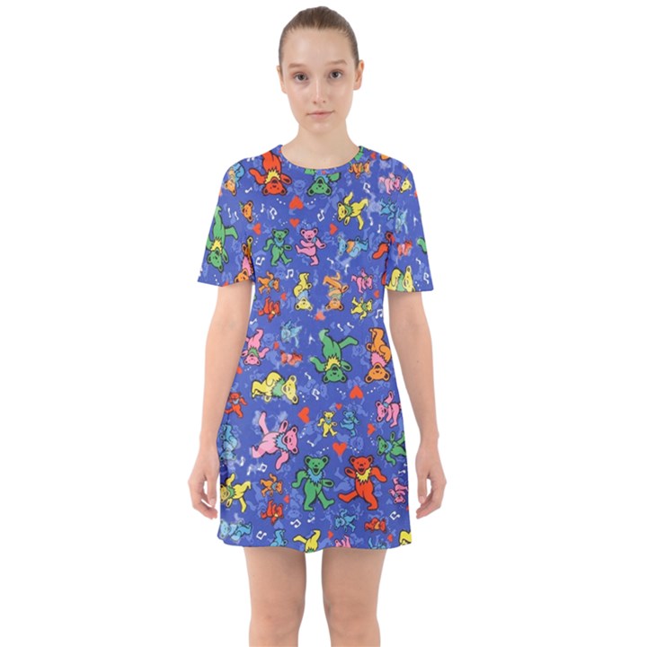 Grateful Dead Bears Sixties Short Sleeve Mini Dress