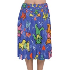 Grateful Dead Bears Velvet Flared Midi Skirt by Perong