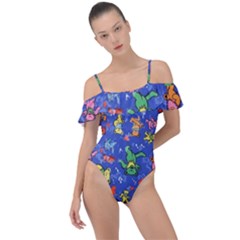 Grateful Dead Bears Frill Detail One Piece Swimsuit by Perong