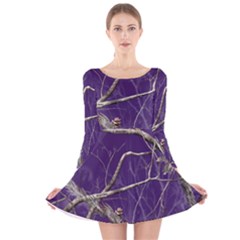 Realtree Camo Purple Pink Realtree Camo Long Sleeve Velvet Skater Dress