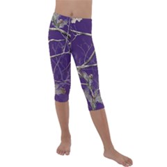 Realtree Camo Purple Pink Realtree Camo Kids  Lightweight Velour Capri Leggings  by Perong