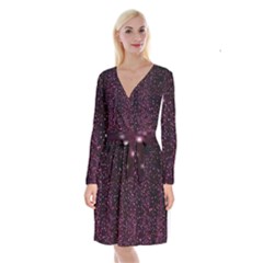 Glitter Light Lights Pastel Pattern Style Texture Long Sleeve Velvet Front Wrap Dress by Perong