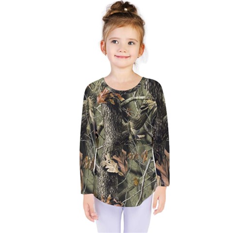 Realtree Camo Seamless Pattern Camo Hunting Kids  Long Sleeve T-shirt by Perong