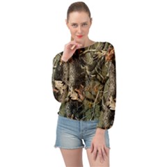 Realtree Camo Seamless Pattern Camo Hunting Banded Bottom Chiffon Top by Perong