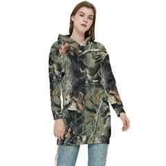 Realtree Camo Seamless Pattern Camo Hunting Women s Long Oversized Pullover Hoodie