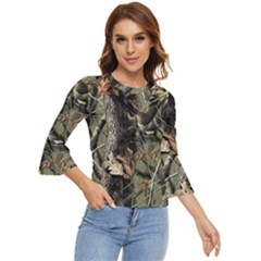 Realtree Camo Seamless Pattern Camo Hunting Bell Sleeve Top