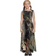 Realtree Camo Seamless Pattern Camo Hunting Kids  Satin Sleeveless Maxi Dress by Perong