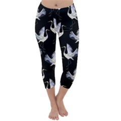 Crane Pattern Capri Winter Leggings 