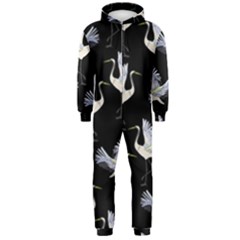 Crane Pattern Hooded Jumpsuit (men)