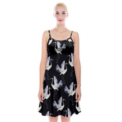 Crane Pattern Spaghetti Strap Velvet Dress