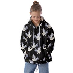 Crane Pattern Kids  Oversized Hoodie