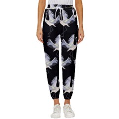 Crane Pattern Women s Cropped Drawstring Pants by Bedest