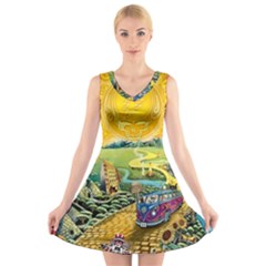 Grateful Dead Golden Road V-neck Sleeveless Dress by Bedest