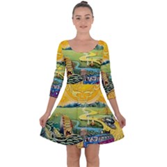 Grateful Dead Golden Road Quarter Sleeve Skater Dress by Bedest