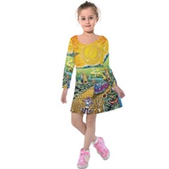 Grateful Dead Golden Road Kids  Long Sleeve Velvet Dress