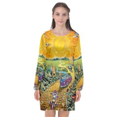 Grateful Dead Golden Road Long Sleeve Chiffon Shift Dress  by Bedest