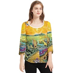 Grateful Dead Golden Road Chiffon Quarter Sleeve Blouse by Bedest