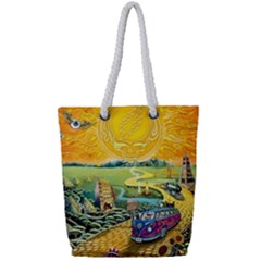 Grateful Dead Golden Road Full Print Rope Handle Tote (small) by Bedest