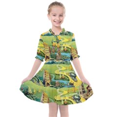 Grateful Dead Golden Road Kids  All Frills Chiffon Dress by Bedest