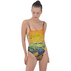 Grateful Dead Golden Road Tie Strap One Piece Swimsuit by Bedest