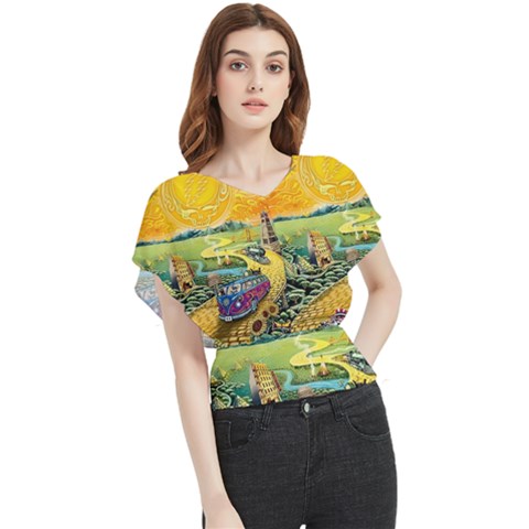 Grateful Dead Golden Road Butterfly Chiffon Blouse by Bedest