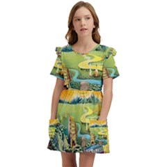 Grateful Dead Golden Road Kids  Frilly Sleeves Pocket Dress by Bedest