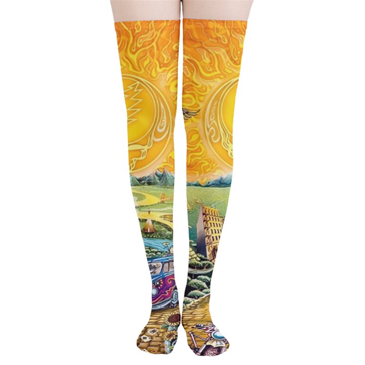 Grateful Dead Golden Road Thigh High Stockings