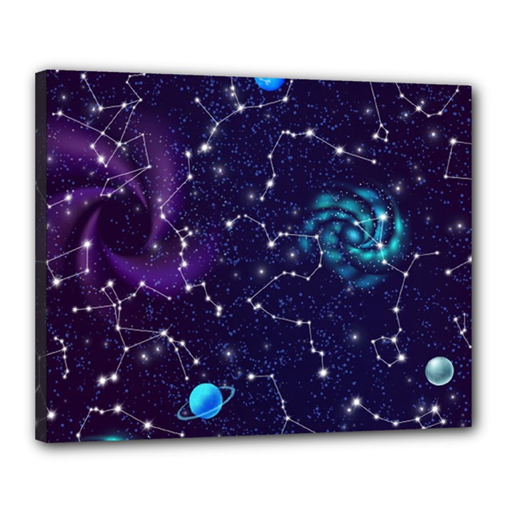 Realistic Night Sky Poster With Constellations Canvas 20  x 16  (Stretched)